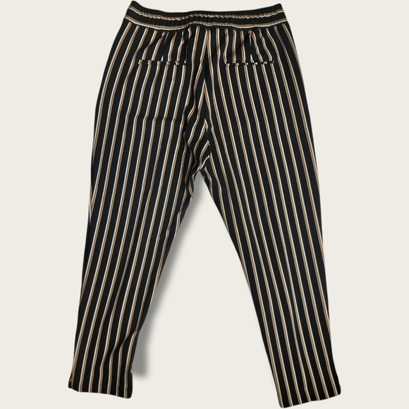 Dynamite, Classic Striped Black White Beige Tie Waist Pant Size Medium - Picture 6 of 7